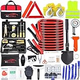 FCLUSLL Car Roadside Emergency Kit - Auto Vehicle Safety Road Side Assistance Kits with Jumper Cable, Shovel, Tow Rope, Winter Auto Road Trip Kit for Men and Women