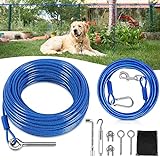 Petbobi Dog Runner for Yard, 100FT Heavy Duty Dog Trolley System with 10FT Dog Run Cable, Smooth Sliding& No Tangle Aerial Cable, Dog Runner for Yard for Small to Large Dogs Up to 120LBS