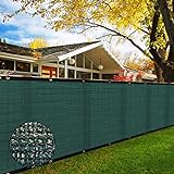 6' x 50' Heavy Duty Privacy Screen Fence, 90% Blockage Green Mesh Shade Net Cover with Brass Grommets for Garden, Yard, Wall, Backyard, Chain Link Fence - Includes 75 Zip Ties (6' x 50', Green)