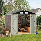 Aoxun Outdoor Storage Shed Waterproof, 6x4FT and Garden Shed for Bike, Garbage Can, Tool, Lawnmower, Outdoor Metal Shed for Backyard, Patio, Brown