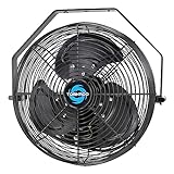 Tornado 12 Inch Outdoor Rated IPX4 Water-Resistant High Velocity Metal Industrial Wall Mount Fan For Commercial, Industrial, Residential, TEAO Motor 3 Speed 1650 CFM 6.6 FT Cord cETL Safety Listed