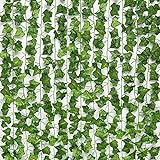 JPSOR 24pcs Fake Leaves Artificial Ivy Garland Greenery Vines for Bedroom Decor Aesthetic Silk Ivy Vines for Room Wall Home Decoration