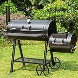 Sophia & William Heavy-Duty Charcoal Smoker Grills Extra Large Outdoor BBQ Gill with Offset Smoker, 941 SQ.IN. Cooking Area with Warming Tray,Push-out Ash Tray for Event Gathering, Black