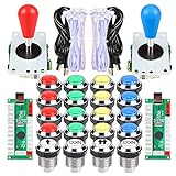 EG STARTS Arcade Gamepads & Standard Controllers DIY Games MAME Kit 2 Ellipse Oval Joystick + 20 LED Chrome Buttons (Mixed-Colors)