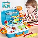 Creative Mosaic Drill Building Toys – 310 Pcs Electric Drills Trendy Bits Screwdriver Design Educational Set STEM DIY Learning Construction Blocks Toys for Boys Girls Kids Toddler Ages 3 4 5 6 7 8
