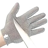 Schwer Highest Level Cut Resistant Stainless Steel Metal Mesh Chainmail Glove Butcher Glove for Meat Cutting Food Processing Knife Sharpening Oyster Shucking Kitchen Mandoline Slicing Fish Fillet（M）