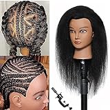 Morris Mannequin Head with 100% Real Hair Manikin Cosmetology Doll Head Hairdresser Practice Hair Styling Braiding With Clamp Stand (D1-14Inch)
