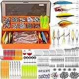 PLUSINNO Fishing Lures for 12 Rigs, Tackle Box with Included Crankbaits, Spoon, Hooks, Weights and More Accessories, 353 Pcs Lure Baits Gear Kit Freshwater Bass…