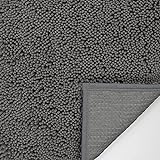 Non Slip Soft Chenille Bath Mat for Bathrooms Water Absorbent Fluffy Plush Rugs for Indoor Entryway Multiuses, 16 x 24 Inches Charcoal Grey