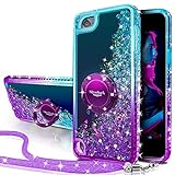 iPod Touch 7 Case, iPod Touch 6 Case, iPod Touch 5 Case, Silverback Girls Women Moving Liquid Holographic Glitter Case with Kickstand,Bling Diamond Case for Apple iPod Touch 6th / 5th 7th Gen -PR
