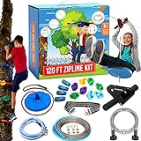 Hyponix Zip Lines for Kids and Adults Outdoor up to 350 Lbs - 120 ft / 200 ft - 100% Rust Proof W/Safety Harness Zip Line Kit | Zipline for Backyard Kids and Adults | Zipline Kits for Backyard