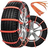 Snow Tire Chains with 12 PCS,Adjustable Anti-slip Tire Snow Chains for Automotive Car Tires,Universal Tire Chains for Passenger Car/Pickup/Trucks/SUV Driving in Winter Emergency Traction
