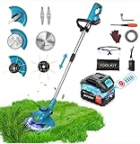 Brushless Electric Weed Eater Cordless Weed Wacker Battery Operated, 8-12 inch 21V Cordless String Trimmer with Battery and Charger, 3000mAh Grass Trimmer Cordless 3-in-1 Edger Lawn Tool Extra Spool