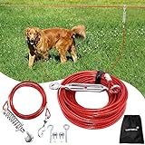 LUFFWELL Dog Runs for Outside, 100FT Dog Runner for Yard with 10FT Dog Tie Out Cable, Heavy Duty Dog Run Lead for Large Dogs, Trolley System Zipline for Dogs 125 LBS