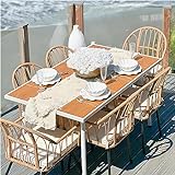 YITAHOME 7 Pieces Outdoor Patio Dining Set, Rattan Wicker Patio Dining Chair & Table Set for 6 People, Sectional Conversation Set with Umbrella Hole for Patios, Backyard, Balcony, Garden, Lawn