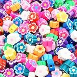 Jmzothie 120pcs Flower Polymer Clay Beads,Loose Polymer Clay Beads for Jewelry Crafts Making (Flower)