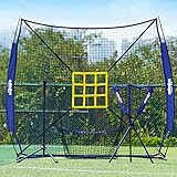 Zupapa 7x7 Feet Baseball Softball Hitting Pitching Net Tee Caddy Set with Strike Zone, Baseball Backstop Practice Net for Pitching Batting Catching for All Skill Levels (Blue)
