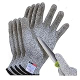 ohsuni Cutting Gloves, 2 Pairs of Cut Resistant Gloves Food Grade, Kitchen Gloves for Cutting, Oyster Shucking, Fish Fillet Processing, Carving Wood and Gardening(Large)