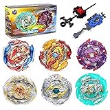 Ingooood Metal Master Fusion Gyro Toys for Kids, 6 Pieces Battling Top Battle Burst High Performance Set with 2 Launchers
