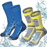 Jeyiour 2 Pairs Waterproof Socks Unisex Waterproof Breathable Socks Outdoor Skiing Hiking Wading Fishing Socks for Men Women (Multicolor Style,Medium)