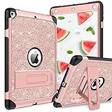 YINLAI Case for iPad Air 2/iPad 9.7 2017/2018/Pro 9.7, iPad 5th/6th Generation Case, Glitter 3 Layer Full Body Protective Kickstand Durable Rugged Shockproof Girls Women Kids Tablet Cover, Rose Gold