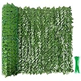Whonline 98.4 X 39.4in Artificial Ivy Privacy Fence Screen, Expandable Faux Privacy Fence, Fake Ivy Leaves Hedge with 30pcs Zip Ties for Outdoor Apartment Decor