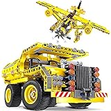 STEM Toy Building Sets for Boys 8-12 Construction Engineering Kit Builds Dump Truck or Airplane (2in1) STEM Building Toy Set for Kids - Ages 6 7 8 9 10 11 12 Years Old, Boy Toys Gift