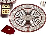 11.6' Oval Shape 4 Tracks Continuous Cribbage Board / Box Bloodwood / Maple + Score Marking Fields for Skunks, Corners, Won Games, High Hand & Points