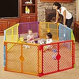Toddleroo by North States Superyard Colorplay 8 Panel Baby Play Yard: Safe play area anywhere. Folds up with carrying strap for easy travel. Freestanding. 34.4 sq. ft. enclosure (26' Tall, Multicolor)