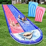 AnanBros Slip Slide Heavy Duty Inflatable Lawn Water Slide with 2 Bodyboards, 20x6ft 10lb with Sprinkler, Outdoor Garden Backyard Water Play Toys Kids
