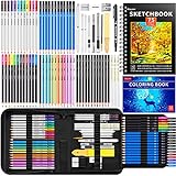 iBayam 78-Pack Drawing Set Sketching Kit, Pro Art Supplies with 75 Sheets 3-Color Sketch Pad, Coloring Book, Colored, Graphite, Charcoal, Watercolor, Metallic Pencils for Artists Adults Kids Beginners