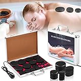 TrelaCo 2 Sets 40 Pcs Hot Stones Massage Set with Heater Kit Hot Stones for Pedicure Massage Bianstone Massage Stones Rocks for Home or Professional Spa Warming Relaxing, Therapy Pain Relief