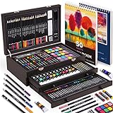 175 Piece Deluxe Art Set with 2 Drawing Pads, Acrylic Paints,Crayons,Colored Pencils,Paint Set in Wooden Case,Professional Art Kit,Art Supplies for Adults,Teens and Artist,Paint Supplies