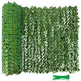 Whonline Artificial Faux Ivy Hedge Privacy Fence Wall Screen 157.4 x 39.4in Fence Covering Privacy with 30pcs Green Zip Ties, Faux Privacy Fence for Yard, Porch, Patio