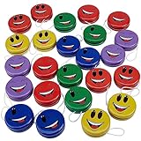 Kicko Metal Smiley Faces Yo-Yos for Kids - 2-Inch Assorted Colors Emoji Yo Yos - Versatile Smile Toys Party Bag Collection - Yoyo Party Favors and Bag Fillers for Themed Parties - Pack of 12