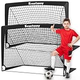 Kreetenny 4'x3' Portable Soccer Goal for Kids Set of 2, Soccer Goals Net for Backyard, Pop Up Soccer Goals with Carry Bag, Folding Soccer Goals for Youth Kids Outdoor/Indoor Games and Practices(Black)