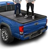 OSIAS Short Bed Hard Solid Tri-Fold Tonneau Cover for 2016-2023 Toyota Tacoma Truck 5FT Bed - Black Trifold Truck Bed Tonneau Cover