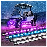 10L0L 4PCS Golf Cart Underbody Light Kit, Underglow LED Light Strip for Yamaha EZGO Club Car, 24 Modes Multicolor RGB Music Sync IP67 Waterproof