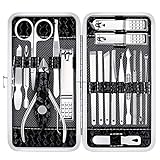 Yougai Manicure Set Nail Clippers Pedicure Kit -18 Pieces Stainless Steel Manicure Kit, Professional Grooming Kits, Nail Care Tools with Luxurious Travel Case, Black