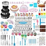 Cake Decorating Kit,635 Pcs Cake Decorating Supplies With 3 Springform Pan Sets Icing Piping Nozzles Cake Rotating Turntable Cake Topper Piping Bags Cake Carrier Holder,Cake Baking Supplies Set Tools