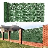 OUSHENG 118x39in Artificial Ivy Fence Privacy Screen Cover with Flowers, Faux Vines Leaf Covering Grass Wall Decoration for Outdoor Patio Balcony Apartment Backyard Deck Garden