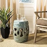 SAFAVIEH Home Collection Double Coin Antique Blue-Green Ceramic Indoor/ Outdoor Decorative Garden Stool (Fully Assembled)