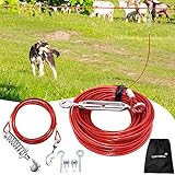 LUFFWELL Dog Runs for Outside, 100FT Dog Runner for Yard with 10FT Dog Tie Out Cable, Heavy Duty Dog Run Lead for Large Dogs, Trolley System Zipline for Dogs 250 Lbs