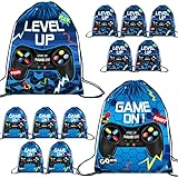 20 Pack Video Game Party Drawstring Bags 12 x 10 Inch Gaming Party Supplies Video Game Party Favors Bags Gamer Party Favors Video Game Goodie Bags for Birthday Game Themed Party Supplies