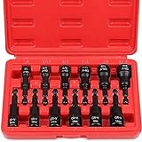 12-Piece Magnetic Nut Driver Set - Premium Impact Power Hex Nut Driver Drill Bit Master Kit, SAE & Metric, 1/4-Inch Quick-Change