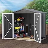 DWVO 6' x 4' Outdoor Storage Shed, Large Metal Tool Sheds, Heavy Duty Storage House with Lockable Doors & Air Vent for Backyard Patio Lawn to Store Bikes, Tools, Lawnmowers,Dark Gray