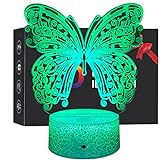 Butterfly Lamp Butterfly Night Light for Kids with Remote Touch 7 Colors + 16 Colors Changing Kids Room Decor 3D Optical Illusion Kids Lamp As a Gift Ideas for Kids Girls Wife