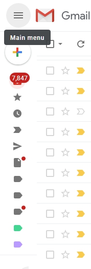 gmail unhide menu