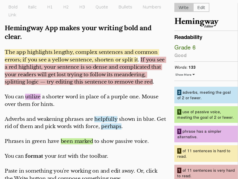 hemingway app grammar punctuation checker