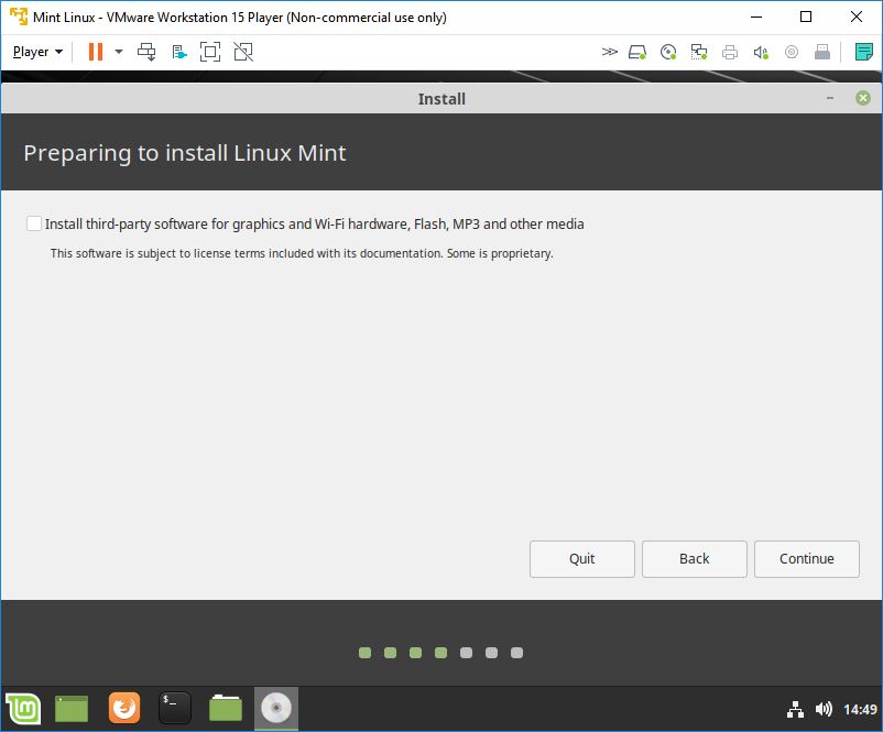 mint linux virtual machine installation third party software